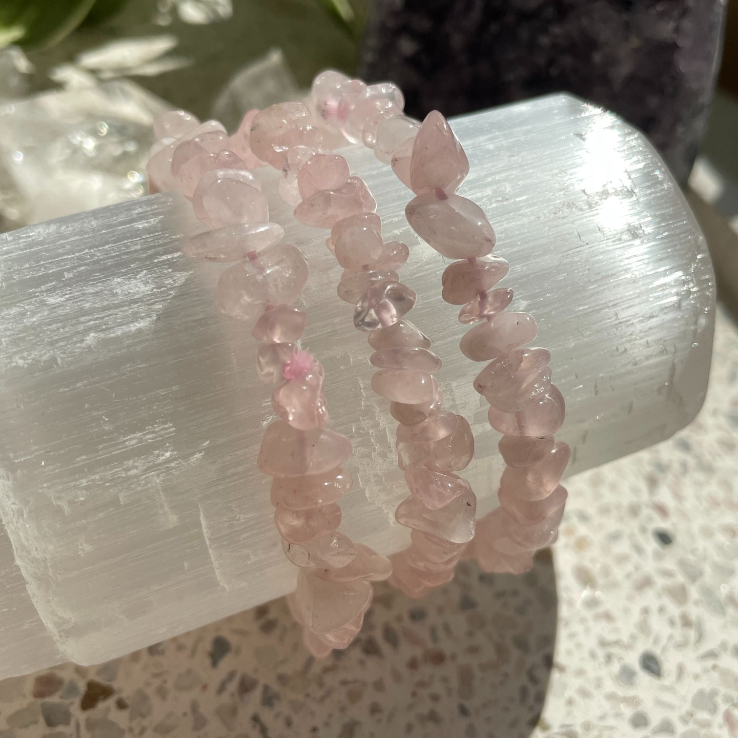 Rose Quartz Chip Bracelet Q1/A Rose Quartz Chip Bracelet Q1/A